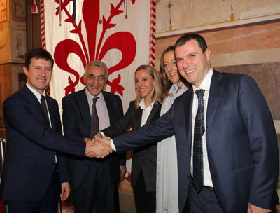 The Mayor of Florence, Dario Nardella, the Town counsellor for  Social Housing, Sara Funaro, Chairman and Vice Chairman of the Menarini Pharmaceutical group, Lucia and Alberto Giovanni Aleotti, along with the President of Casa Spa, Luca Talluri