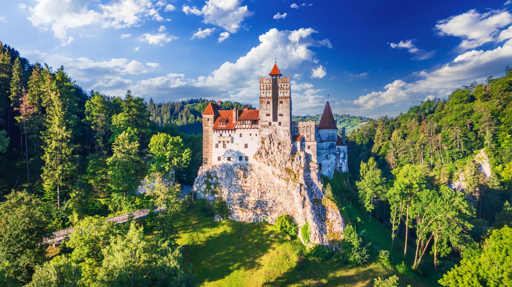 Bran Castle, Romania. Place of Dracula in Transylvania, Carpathian Mountains, romanian  famous destination in Eastern Europe